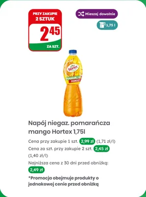 Napój niegazowany pomarańcza mango promocja w Dino