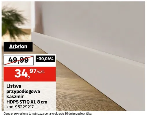 Listwa przypodłogowa kaszmir HDPS STIQ XL 8cm promocja w Leroy Merlin