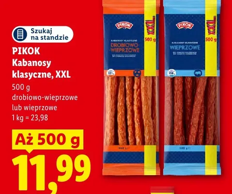 Kabanosy klasyczne drobiowo-wieprzowe XXL Pikok promocja w Lidl