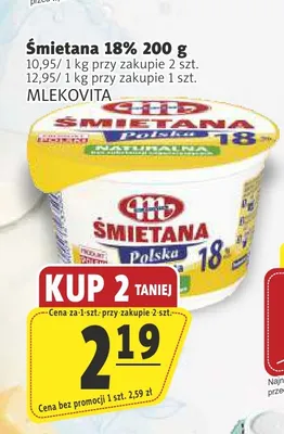 Śmietana Mlekovita Polska 18% promocja w Prim Market