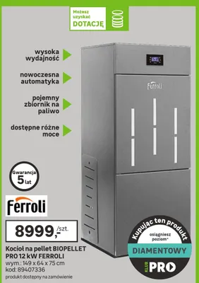 Kocioł na pellet Biopellet Pro 12 kW promocja w Leroy Merlin