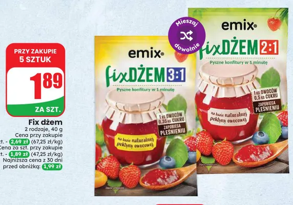 Fix dżem 2:1 Emix promocja w Dino
