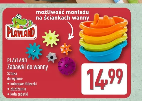 Zabawki do wanny PLAYLAND koła zębatki promocja w Aldi