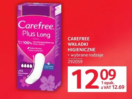 Wkładki higieniczne CAREFREE promocja w Selgros