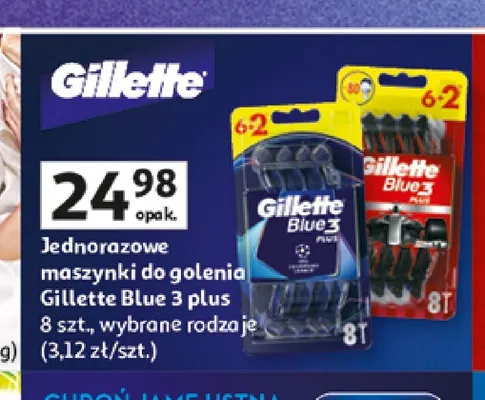 Jednorazowe maszynki do golenia Gillette Blue 3 plus promocja w Auchan