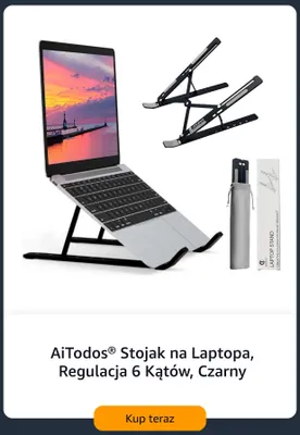 AiTodos stojak na laptopa regulacja 6 kątów czarny promocja w Amazon