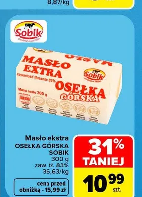 Masło ekstra Osełka Górska Sobik promocja w Carrefour Market