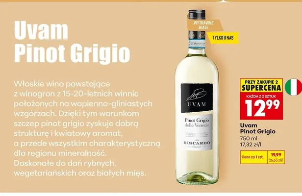 Wino Uvam Pinot Grigio promocja w Biedronka