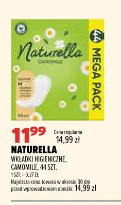 Wkładki higieniczne Naturella Camomile 44 szt. promocja w Drogerie Natura