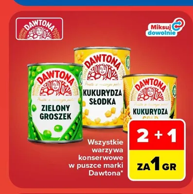 Warzywa konserwowe w puszce marki Dawtona promocja w Carrefour Market