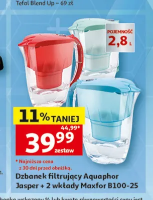 Zestaw dzbanek filtrujący Aquaphor Jasper + 2 wkłady Maxfor B100-25 promocja w Auchan