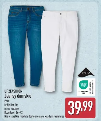 Jeansy damskie UP2Fashion krój slim fit Rozmiary 36-42 promocja w Aldi