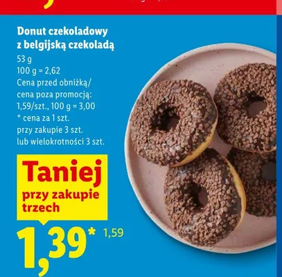 Donut czekoladowy z belgijską czekoladą promocja w Lidl