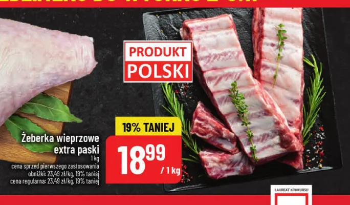 Żeberka wieprzowe extra paski promocja w POLOmarket