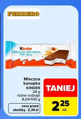 Mleczna kanapka Kinder promocja w Carrefour