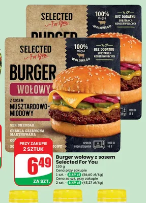 Burger wołowy z sosem Selected For You promocja w Dino