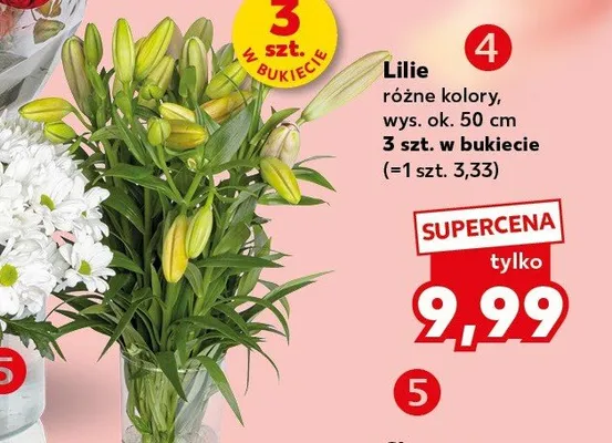 Lilie wys. ok. 50cm 3szt. w bukiecie promocja w Kaufland