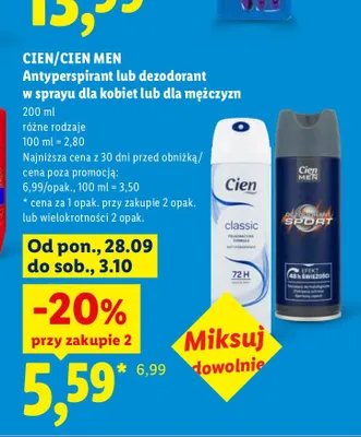 Antyperspirant w sprayu dla kobiet Classic Cien promocja w Lidl