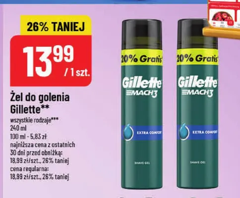 Żel do golenia Gillette Mach3 Extra Comfort promocja w POLOmarket