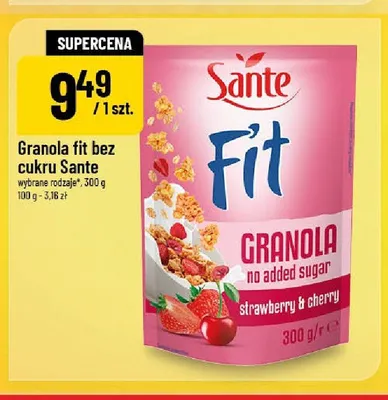 Granola fit bez cukru Sante promocja w POLOmarket