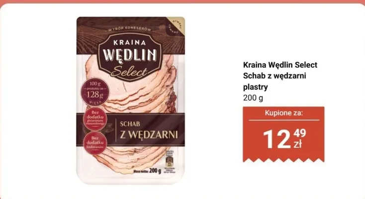Schab Kraina Wędlin Select z wędzarni plastry promocja w Biedronka