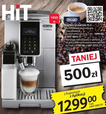 Ekspres do kawy EKSPRES ECAM350.75.S De'Longhi promocja w Selgros