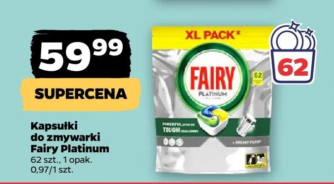Kapsułki do zmywarki Fairy Platinum promocja w Netto