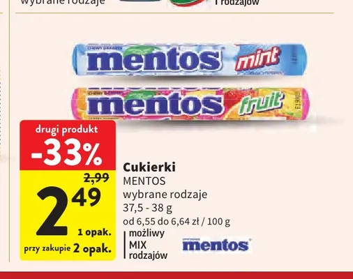 Cukierki Mentos Fruit promocja w Intermarche