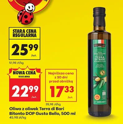 Oliwa z oliwek Terra di Bari Bitonto DOP Gusto Bello promocja w Biedronka
