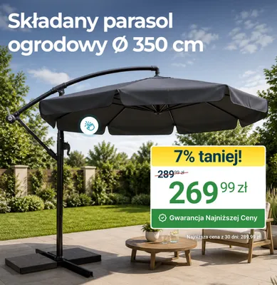 Składany parasol ogrodowy Ø 350 cm promocja w ERLI