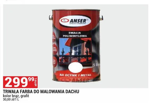Trwała farba do malowania dachu emalia poliwinylowa Anser brąz promocja w Merkury Market