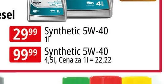 Olej silnikowy Orlen Oil Synthetic 5W-40 1 l promocja w Leclerc