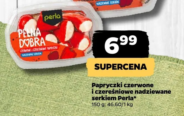 Papryczki czerwone i czereśniowe nadziewane serkiem Perla promocja w Netto