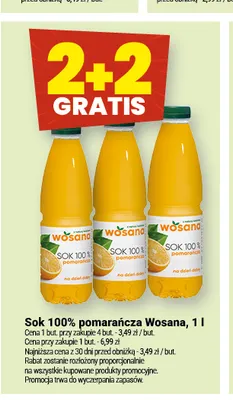 Sok pomarańcza Wosana 100% promocja w Twój Market