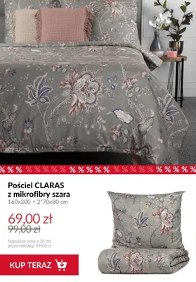 Pościel z mikrofibry CLARAS szara promocja w Homla