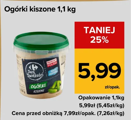 Ogórki kiszone 1,1 kg promocja w Supeco