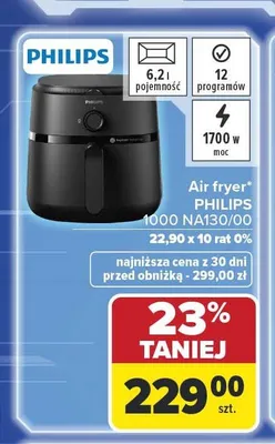 Air fryer PHILIPS 1000 NA130/00 6,2l 12 programów 1700W promocja w Carrefour