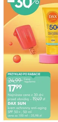 Krem ochronny anti-aging SPF 50+ Dax Sun promocja w Super-Pharm