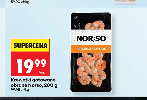 Krewetki gotowane obrane Norso promocja w Biedronka