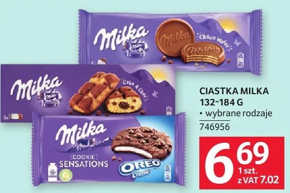 Ciastka Milka 132-184 g promocja w Selgros