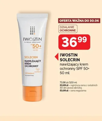 Nawilżający krem ochronny IWOSTIN SOLECRIN SPF 50+ promocja w Super-Pharm