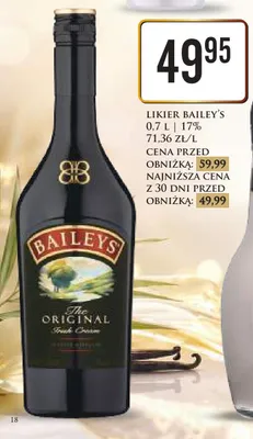 Likier Bailey's Original Irish Cream promocja w Dino
