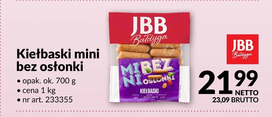Kiełbaski mini bez osłonki JBB Bałdyga promocja w Makro