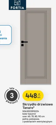 Skrzydło drzwiowe Tanaro kolor kaszmir szer. 60,70,80,90cm pełne, pokojowe, z podcięciem wentylacyjnym promocja w Castorama