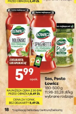 Pesto zielone Łowicz promocja w Delikatesy Centrum