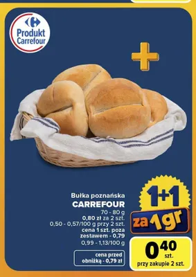 Bułka poznańska Carrefour 70-80 g promocja w Carrefour