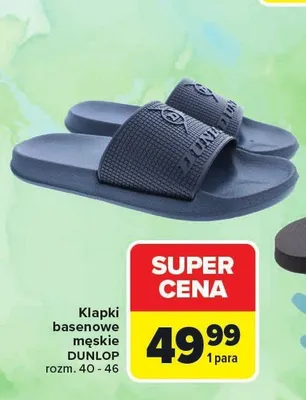 Klapki basenowe męskie DUNLOP rozm. 40 - 46 promocja w Carrefour