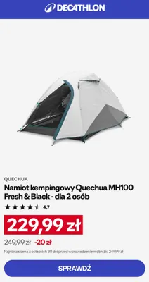 Namiot kempingowy Quechua MH100 Fresh & Black dla 2 osób promocja w Decathlon