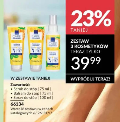 Zestaw 3 kosmetyków Avon Care Footworks: scrub do stóp, balsam do stóp, spray do stóp promocja w AVON