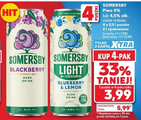Piwo Somersby Light Blueberry & Lemon 4,5% promocja w Kaufland